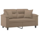 vidaXL Canapea cu 2 locuri cu pernuțe, cappuccino, 120 cm, piele eco.