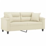 vidaXL Canapea cu 2 locuri cu pernuțe, crem, 140 cm, piele ecologică vidaXL Canapea cu 2 locuri cu pernuțe, crem, 140 cm, piele ecologică