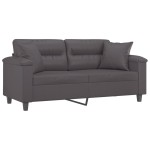 vidaXL Canapea cu 2 locuri cu pernuțe, gri, 140 cm, piele ecologică