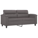 vidaXL Canapea cu 2 locuri cu pernuțe, gri, 140 cm, piele ecologică