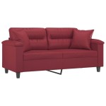 vidaXL Canapea cu 2 locuri cu pernuțe, roșu vin 140 cm piele ecologică vidaXL Canapea cu 2 locuri cu pernuțe, roșu vin 140 cm piele ecologică