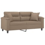 vidaXL Canapea cu 2 locuri cu pernuțe, cappuccino, 140 cm, piele eco. vidaXL Canapea cu 2 locuri cu pernuțe, cappuccino, 140 cm, piele eco.