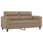 vidaXL Canapea cu 2 locuri cu pernuțe, cappuccino, 140 cm, piele eco. vidaXL Canapea cu 2 locuri cu pernuțe, cappuccino, 140 cm, piele eco.