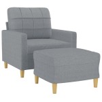vidaXL Fotoliu canapea cu taburet, gri deschis, 60 cm, textil