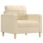 vidaXL Fotoliu canapea cu taburet, crem, 60 cm, material textil
