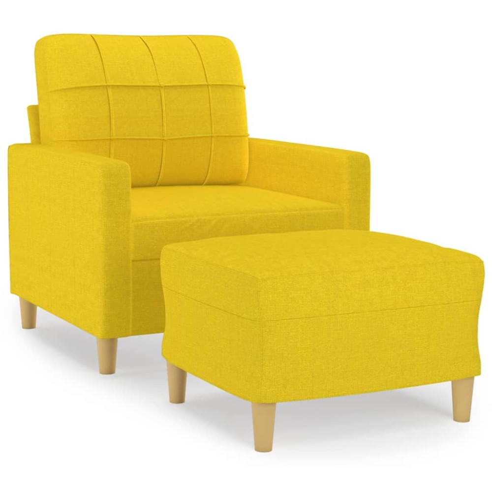 vidaXL Fotoliu canapea cu taburet, galben deschis, 60 cm, textil