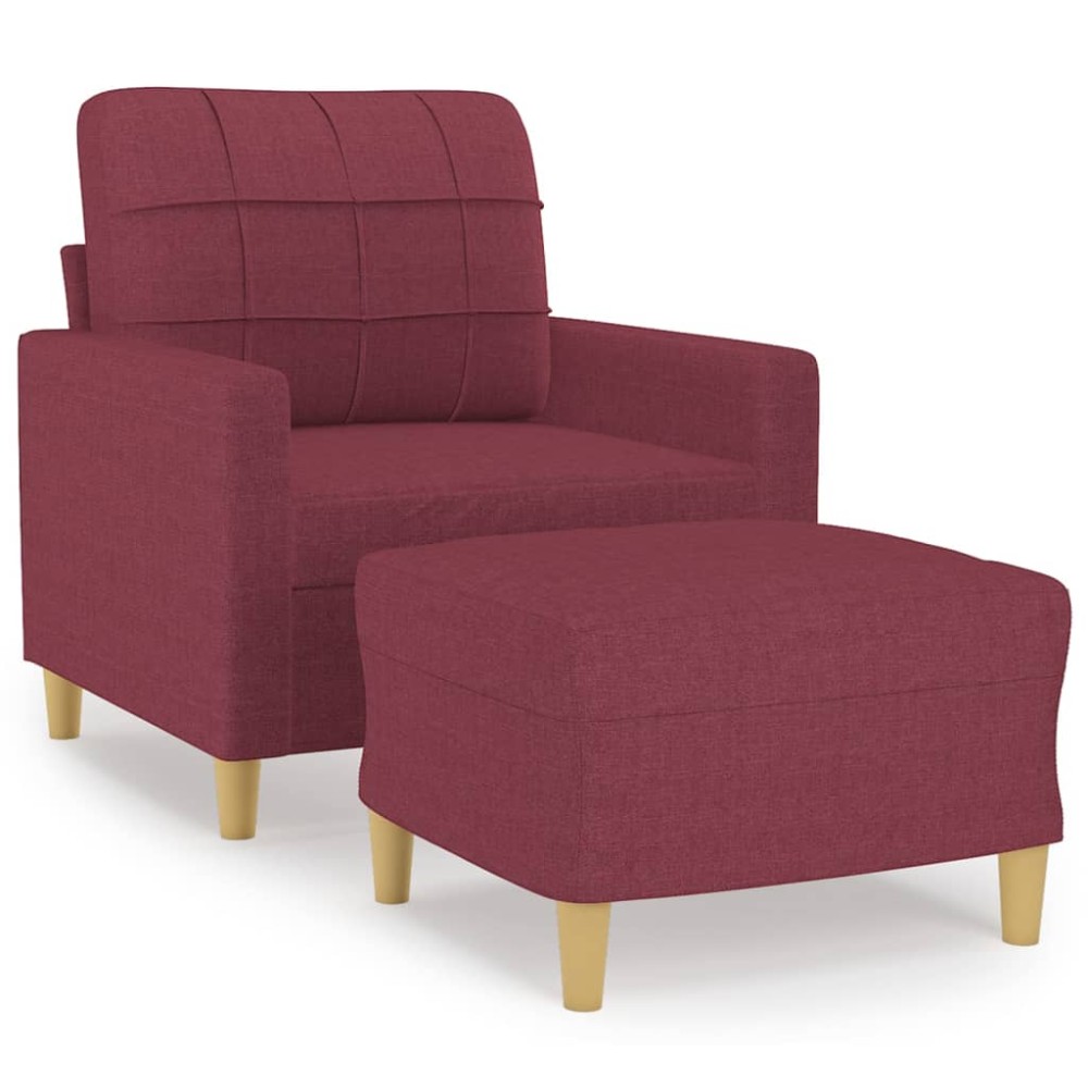 vidaXL Fotoliu canapea cu taburet, roșu vin, 60 cm, material textil