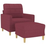 vidaXL Fotoliu canapea cu taburet, roșu vin, 60 cm, material textil