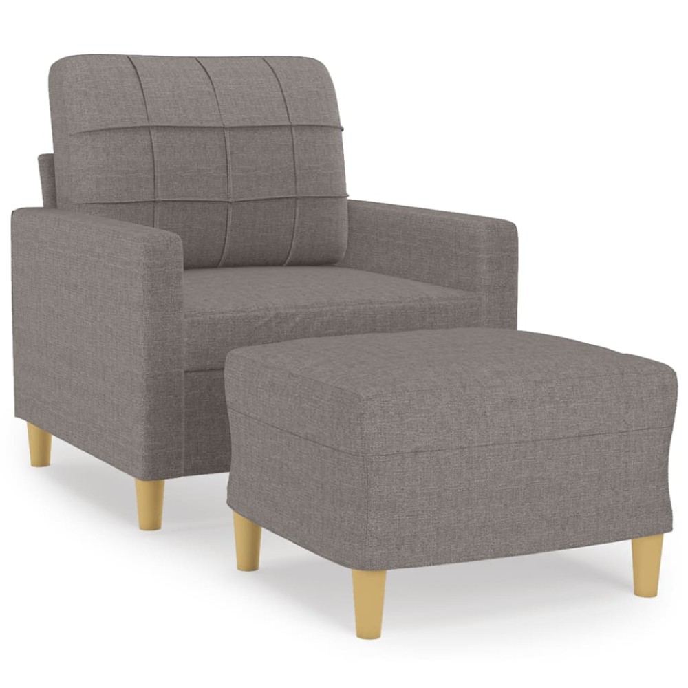 vidaXL Fotoliu canapea cu taburet, taupe, 60 cm, material textil