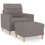 vidaXL Fotoliu canapea cu taburet, taupe, 60 cm, material textil