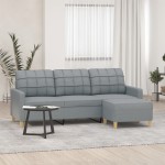 vidaXL Canapea cu 3 locuri și taburet, gri deschis, 180 cm, textil vidaXL Canapea cu 3 locuri și taburet, gri deschis, 180 cm, textil