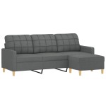 vidaXL Canapea cu 3 locuri și taburet, gri închis, 180 cm, textil vidaXL Canapea cu 3 locuri și taburet, gri închis, 180 cm, textil