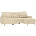 vidaXL Canapea cu 3 locuri cu taburet, crem, 180 cm, material textil vidaXL Canapea cu 3 locuri cu taburet, crem, 180 cm, material textil