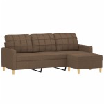 vidaXL Canapea cu 3 locuri cu taburet, maro, 180 cm, material textil vidaXL Canapea cu 3 locuri cu taburet, maro, 180 cm, material textil