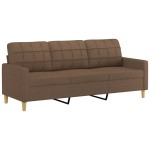 vidaXL Canapea cu 3 locuri cu taburet, maro, 180 cm, material textil vidaXL Canapea cu 3 locuri cu taburet, maro, 180 cm, material textil