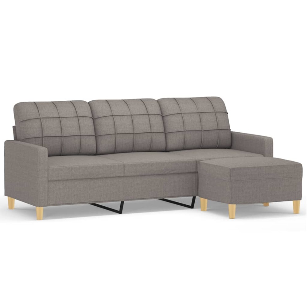 vidaXL Canapea cu 3 locuri și taburet, taupe, 180 cm, material textil