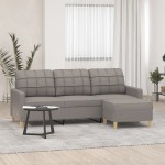 vidaXL Canapea cu 3 locuri și taburet, taupe, 180 cm, material textil