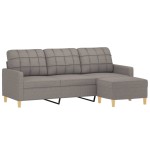 vidaXL Canapea cu 3 locuri și taburet, taupe, 180 cm, material textil