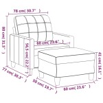 vidaXL Fotoliu canapea cu taburet, crem, 60 cm, piele ecologică