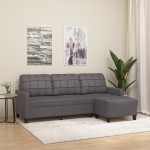 vidaXL Canapea cu 3 locuri și taburet, gri, 180 cm, piele ecologică vidaXL Canapea cu 3 locuri și taburet, gri, 180 cm, piele ecologică