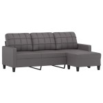 vidaXL Canapea cu 3 locuri și taburet, gri, 180 cm, piele ecologică vidaXL Canapea cu 3 locuri și taburet, gri, 180 cm, piele ecologică