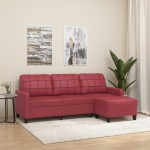 vidaXL Canapea cu 3 locuri și taburet, roșu vin 180 cm piele ecologică vidaXL Canapea cu 3 locuri și taburet, roșu vin 180 cm piele ecologică