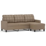 vidaXL Canapea cu 3 locuri / taburet cappuccino 180 cm piele ecologică vidaXL Canapea cu 3 locuri / taburet cappuccino 180 cm piele ecologică