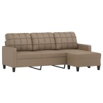 vidaXL Canapea cu 3 locuri / taburet cappuccino 180 cm piele ecologică vidaXL Canapea cu 3 locuri / taburet cappuccino 180 cm piele ecologică