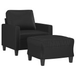 vidaXL Fotoliu canapea cu taburet, negru, 60 cm, piele ecologică