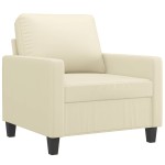 vidaXL Fotoliu canapea cu taburet, crem, 60 cm, piele ecologică