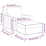 vidaXL Fotoliu canapea cu taburet, crem, 60 cm, piele ecologică