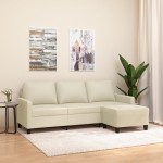 vidaXL Canapea cu 3 locuri și taburet, crem, 180 cm, piele ecologică vidaXL Canapea cu 3 locuri și taburet, crem, 180 cm, piele ecologică