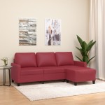 vidaXL Canapea cu 3 locuri și taburet, roșu vin 180 cm piele ecologică vidaXL Canapea cu 3 locuri și taburet, roșu vin 180 cm piele ecologică