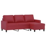 vidaXL Canapea cu 3 locuri și taburet, roșu vin 180 cm piele ecologică vidaXL Canapea cu 3 locuri și taburet, roșu vin 180 cm piele ecologică