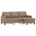 vidaXL Canapea cu 3 locuri / taburet cappuccino 180 cm piele ecologică