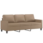 vidaXL Canapea cu 3 locuri / taburet cappuccino 180 cm piele ecologică