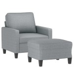 vidaXL Fotoliu canapea cu taburet, gri deschis, 60 cm, textil