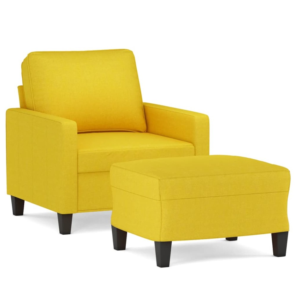 vidaXL Fotoliu canapea cu taburet, galben deschis, 60 cm, textil