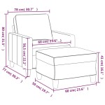vidaXL Fotoliu canapea cu taburet, galben deschis, 60 cm, textil