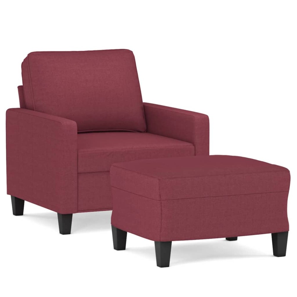 vidaXL Fotoliu canapea cu taburet, roșu vin, 60 cm, material textil