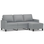 vidaXL Canapea cu 3 locuri și taburet, gri deschis, 180 cm, textil vidaXL Canapea cu 3 locuri și taburet, gri deschis, 180 cm, textil