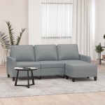 vidaXL Canapea cu 3 locuri și taburet, gri deschis, 180 cm, textil vidaXL Canapea cu 3 locuri și taburet, gri deschis, 180 cm, textil