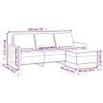 vidaXL Canapea cu 3 locuri și taburet, gri deschis, 180 cm, textil vidaXL Canapea cu 3 locuri și taburet, gri deschis, 180 cm, textil