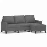 vidaXL Canapea cu 3 locuri și taburet, gri închis, 180 cm, textil vidaXL Canapea cu 3 locuri și taburet, gri închis, 180 cm, textil