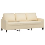vidaXL Canapea cu 3 locuri cu taburet, crem, 180 cm, material textil vidaXL Canapea cu 3 locuri cu taburet, crem, 180 cm, material textil