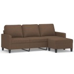 vidaXL Canapea cu 3 locuri cu taburet, maro, 180 cm, material textil vidaXL Canapea cu 3 locuri cu taburet, maro, 180 cm, material textil