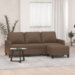vidaXL Canapea cu 3 locuri cu taburet, maro, 180 cm, material textil vidaXL Canapea cu 3 locuri cu taburet, maro, 180 cm, material textil