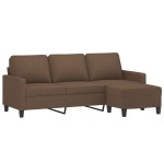 vidaXL Canapea cu 3 locuri cu taburet, maro, 180 cm, material textil vidaXL Canapea cu 3 locuri cu taburet, maro, 180 cm, material textil