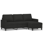 vidaXL Canapea cu 3 locuri cu taburet, negru, 180 cm, material textil vidaXL Canapea cu 3 locuri cu taburet, negru, 180 cm, material textil