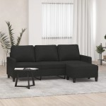 vidaXL Canapea cu 3 locuri cu taburet, negru, 180 cm, material textil vidaXL Canapea cu 3 locuri cu taburet, negru, 180 cm, material textil